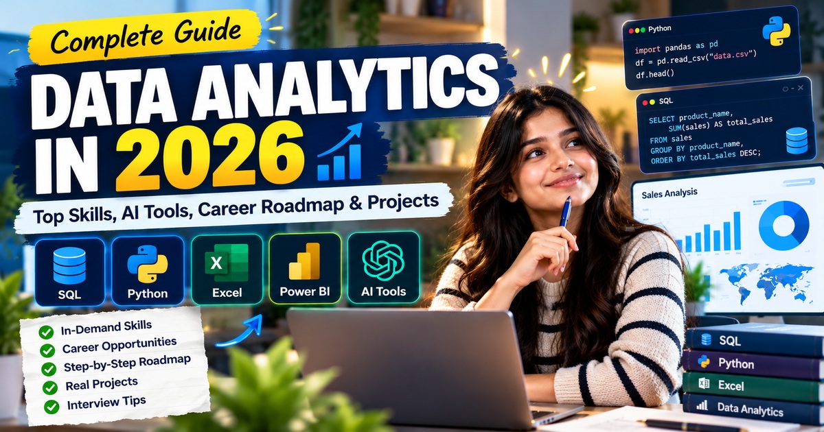 Data analytics skills in 2026 including SQL, Python, Excel and AI